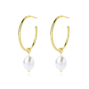 S925 Sterling Silver C-shaped Pearl Earrings Women Retro Jewelry
