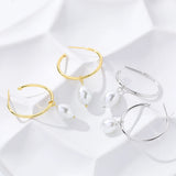 S925 Sterling Silver C-shaped Pearl Earrings Women Retro Jewelry