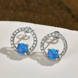 S925 Opal Circle Earrings Bright Zircon Jewelry