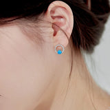 S925 Opal Circle Earrings Bright Zircon Jewelry