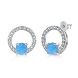 S925 Opal Circle Earrings Bright Zircon Jewelry