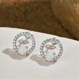 S925 Opal Circle Earrings Bright Zircon Jewelry