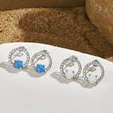 S925 Opal Circle Earrings Bright Zircon Jewelry