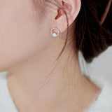 S925 Opal Circle Earrings Bright Zircon Jewelry