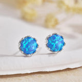 S925 Crown Opal Earrings Zircon Jewelry Girl's Gift