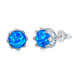 S925 Crown Opal Earrings Zircon Jewelry Girl's Gift
