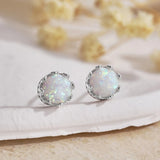 S925 Crown Opal Earrings Zircon Jewelry Girl's Gift