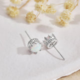 S925 Crown Opal Earrings Zircon Jewelry Girl's Gift