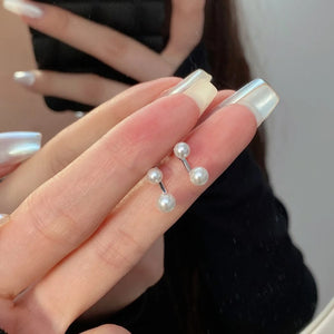 S925 Double Pearl Earrings Women Jewelry Charming Girl's Gift Party