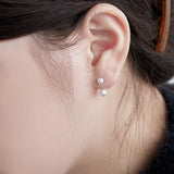 S925 Double Pearl Earrings Women Jewelry Charming Girl's Gift Party