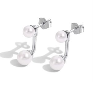 S925 Double Pearl Earrings Women Jewelry Charming Girl's Gift Party