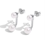 S925 Double Pearl Earrings Women Jewelry Charming Girl's Gift Party