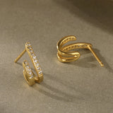 S925 Sterling Silver Zircon Line Earrings Geometric Jewelry