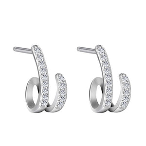 S925 Sterling Silver Zircon Line Earrings Geometric Jewelry