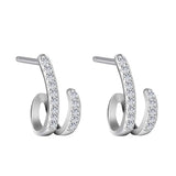 S925 Sterling Silver Zircon Line Earrings Geometric Jewelry