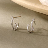 S925 Sterling Silver Zircon Line Earrings Geometric Jewelry