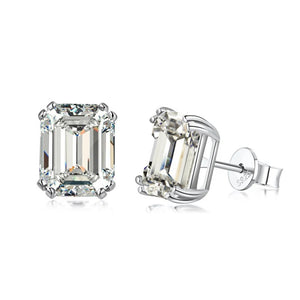 S925 Emerald Diamond Earrings 8 * 10mm Zircon Jewelry