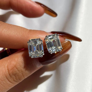 S925 Emerald Diamond Earrings 8 * 10mm Zircon Jewelry