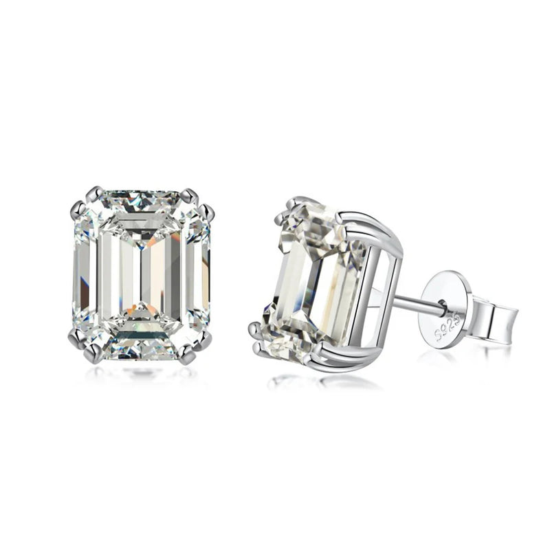 S925 Emerald Diamond Earrings 8 * 10mm Zircon Jewelry