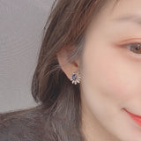 S925 Flower Earrings Sparkling Diamond Jewelry Women's Holiday Gift