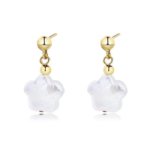 S925 Sterling Silver Flower Pearl Earrings Women Jewelry Gift