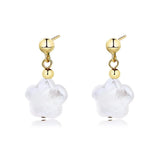 S925 Sterling Silver Flower Pearl Earrings Women Jewelry Gift