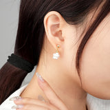 S925 Sterling Silver Flower Pearl Earrings Women Jewelry Gift