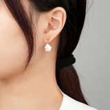S925 Sterling Silver Flower Pearl Earrings Women Jewelry Gift