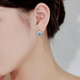 S925 Sterling Silver Geometric Opal Earrings Zircon Jewelry
