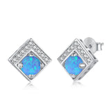 S925 Sterling Silver Geometric Opal Earrings Zircon Jewelry