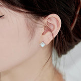 S925 Sterling Silver Geometric Opal Earrings Zircon Jewelry