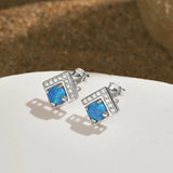 S925 Sterling Silver Geometric Opal Earrings Zircon Jewelry