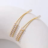 S925 Silver Geometric Tassel Earrings Zircon Jewelry Gift