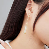 S925 Silver Geometric Tassel Earrings Zircon Jewelry Gift