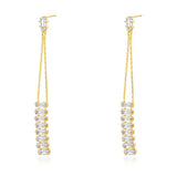 S925 Silver Geometric Tassel Earrings Zircon Jewelry Gift
