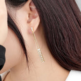 S925 Silver Geometric Tassel Earrings Zircon Jewelry Gift