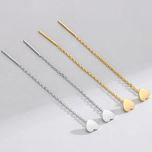 S925 Sterling Silver Heart Earrings Chains Jewelry Women Girls Wedding Trends