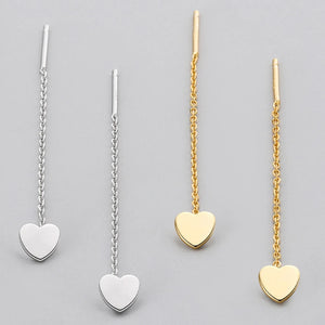 S925 Sterling Silver Heart Earrings Chains Jewelry Women Girls Wedding Trends