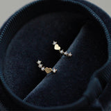 S925 Silver Heart Earrings Diamonds Women Girls' Jewelry