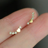 S925 Silver Heart Earrings Diamonds Women Girls' Jewelry