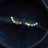 S925 Silver Heart Earrings Diamonds Women Girls' Jewelry