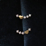 S925 Silver Heart Earrings Diamonds Women Girls' Jewelry