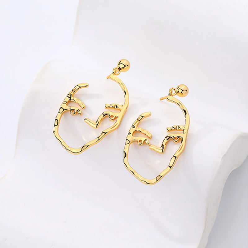 S925 Hollow Abstract Face Earrings Female Jewelry Girl Gift Party
