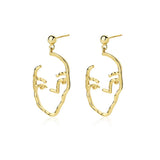 S925 Hollow Abstract Face Earrings Female Jewelry Girl Gift Party