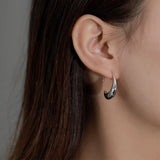 S925 Silver Hoop Earrings Geometric Metal Style Jewelry Girls' Wedding
