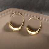 S925 Silver Hoop Earrings Geometric Metal Style Jewelry Girls' Wedding