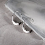 S925 Silver Hoop Earrings Geometric Metal Style Jewelry Girls' Wedding
