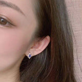 S925 Sterling Silver Oval Diamond Earrings for Women