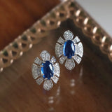S925 Sterling Silver Oval Diamond Earrings for Women