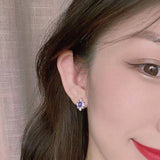 S925 Sterling Silver Oval Diamond Earrings for Women